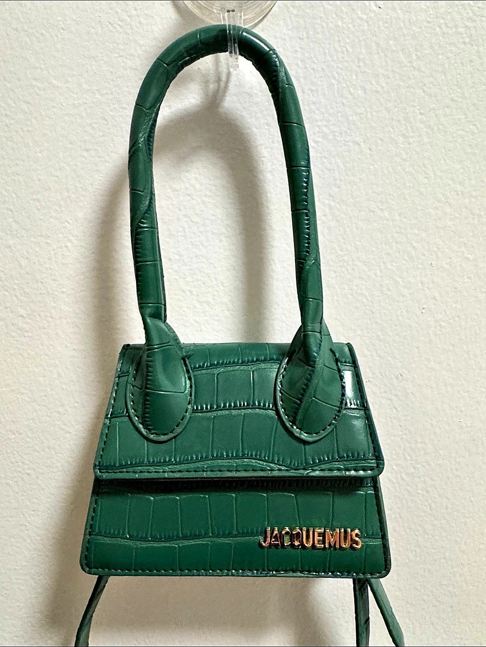 Jacquemus Le Chiquito Croc-Embossed Green Shoulder Bag